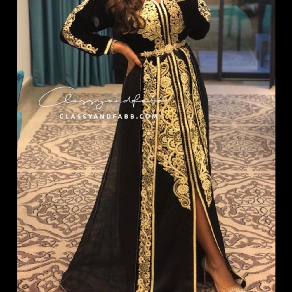 Black and gold Moroccan kaftan